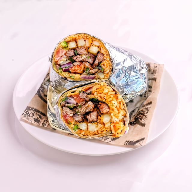 Lomo "Arrachera" Saltado Burrito.