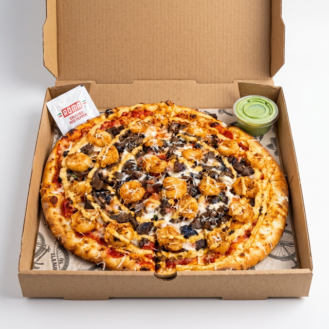 Surf N' Turf Pizza.