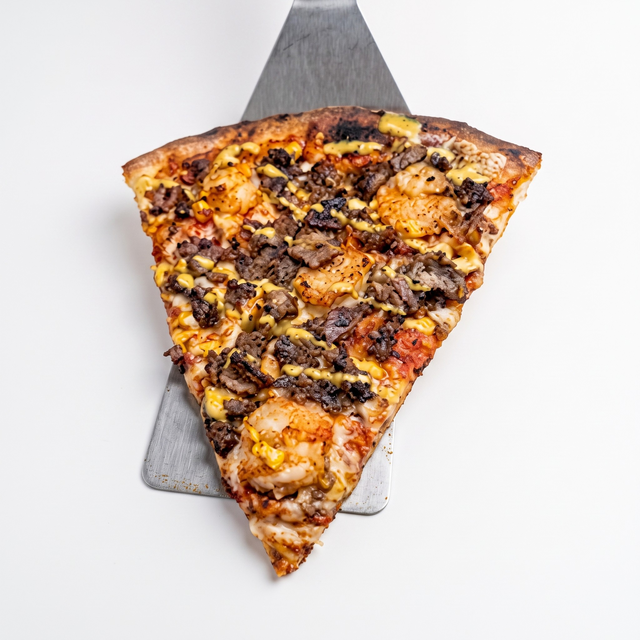 Surf and Turf Pizza Slice.