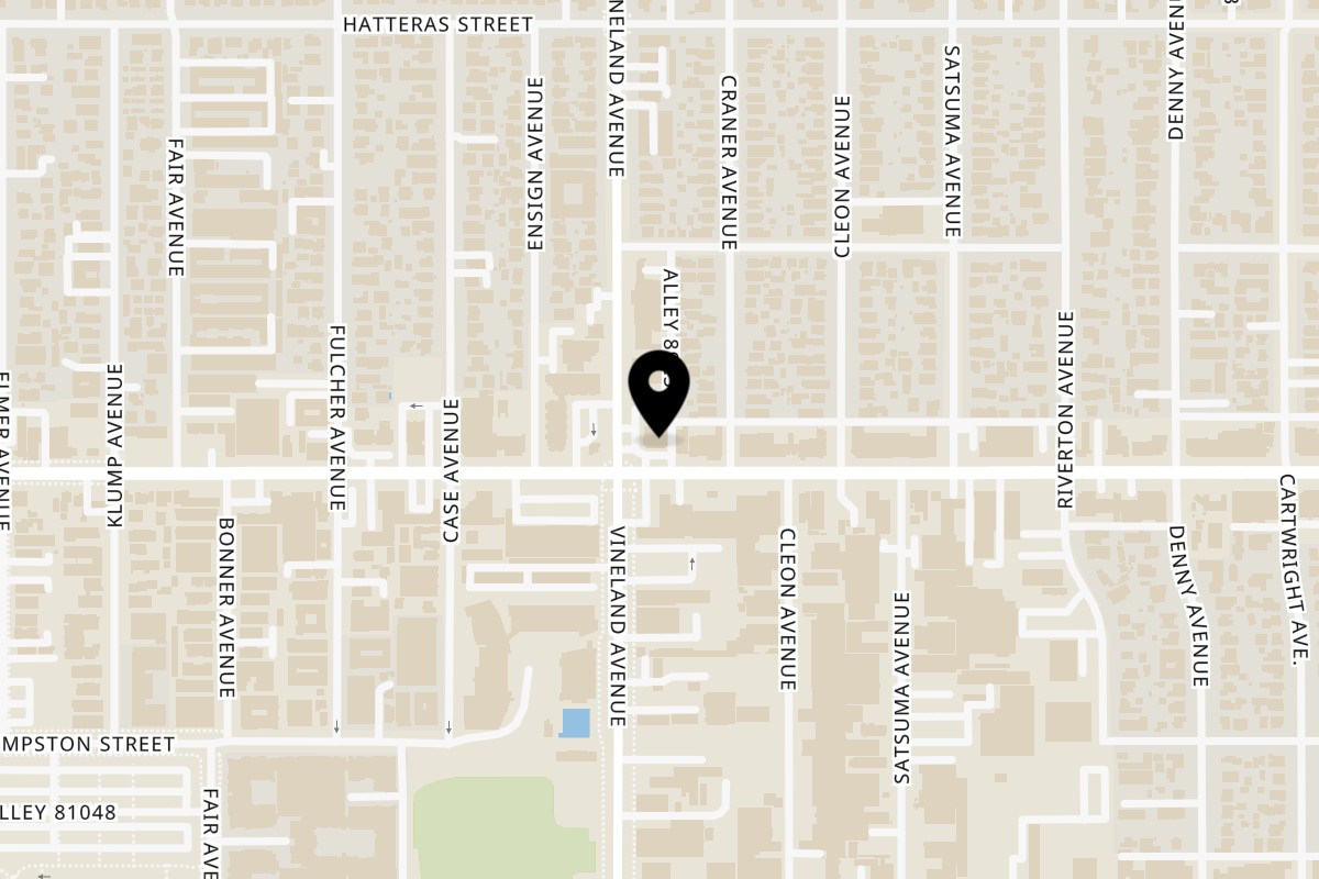 Map showing the location of Pablito's Tacos North Hollywood on 5600 Vineland Ave in North Hollywood